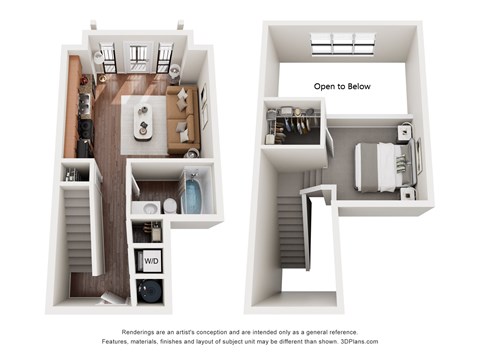 Floor plan for 1 bed, 1 bath, 683 sqft
